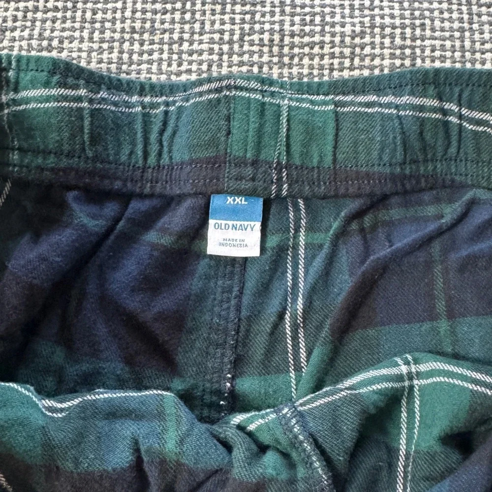 Old Navy Mens XXL Green Navy Blue Watch Plaid Flannel Pajama Pants Loungewear